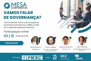 Nesta quinta (3), FIESC e IBGC debatem governana corporativa 