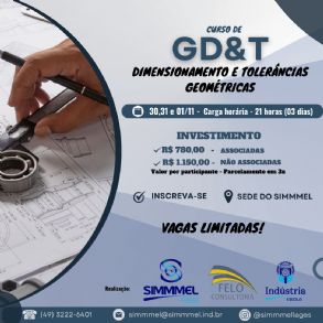 nscries abertas - Curso de GD&T Dimensionamento e Tolerncias Geomtricas - Presencial