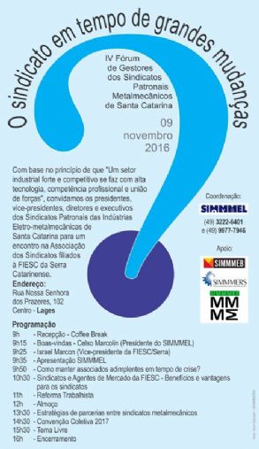 Frum de Gestores dos Sindicatos Patronais Metalmecnicos de Santa Catarina