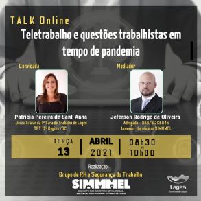 Talk online para falar sobre Teletrabalho e questes trabalhistas em tempo de pandemia