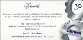 Convite Jantar em comemorao ao 30 anos do SIMMMEL